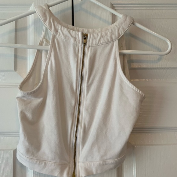 White crop top with mesh details - Picture 2 of 2